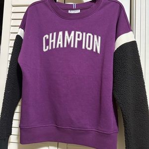 Champion sweatshirt sherpa sleeves new with tags purple and black